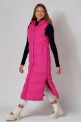 Купить Жилет женский утепленный с капюшоном розового цвета 3305R, фото 3