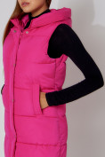 Купить Жилет женский утепленный с капюшоном розового цвета 3305R, фото 7