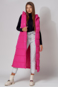 Купить Жилет женский утепленный с капюшоном розового цвета 3305R, фото 9