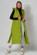 Купить Жилет женский утепленный с капюшоном зеленого цвета 3305Z, фото 3
