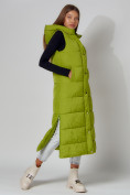 Купить Жилет женский утепленный с капюшоном зеленого цвета 3305Z, фото 13