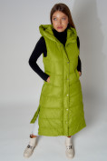 Купить Жилет женский утепленный с капюшоном зеленого цвета 3305Z, фото 15