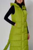 Купить Жилет женский утепленный с капюшоном зеленого цвета 3305Z, фото 16