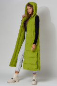 Купить Жилет женский утепленный с капюшоном зеленого цвета 3305Z, фото 2