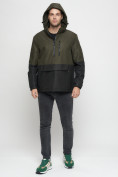 Купить Куртка-анорак спортивная мужская цвета хаки 3307Kh, фото 5