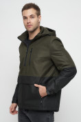 Купить Куртка-анорак спортивная мужская цвета хаки 3307Kh, фото 7