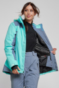Купить Горнолыжная куртка женская зимняя бирюзового цвета 3310Br, фото 12