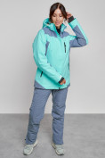 Купить Горнолыжная куртка женская зимняя бирюзового цвета 3310Br, фото 7