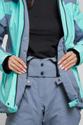 Купить Горнолыжная куртка женская зимняя бирюзового цвета 3310Br, фото 8