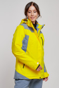 Купить Горнолыжная куртка женская зимняя желтого цвета 3310J, фото 3