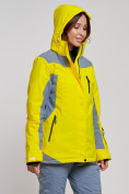 Купить Горнолыжная куртка женская зимняя желтого цвета 3310J, фото 5
