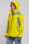Купить Горнолыжная куртка женская зимняя желтого цвета 3310J, фото 6