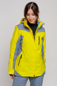 Купить Горнолыжная куртка женская зимняя желтого цвета 3310J, фото 7