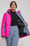 Купить Горнолыжная куртка женская зимняя розового цвета 3310R, фото 12