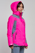 Купить Горнолыжная куртка женская зимняя розового цвета 3310R, фото 3