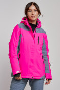 Купить Горнолыжная куртка женская зимняя розового цвета 3310R, фото 4