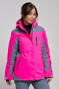 Купить Горнолыжная куртка женская зимняя розового цвета 3310R, фото 6