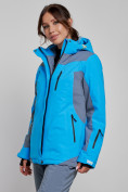 Купить Горнолыжная куртка женская зимняя синего цвета 3310S, фото 2