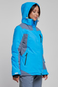 Купить Горнолыжная куртка женская зимняя синего цвета 3310S, фото 4