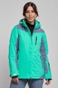 Купить Горнолыжная куртка женская зимняя зеленого цвета 3310Z