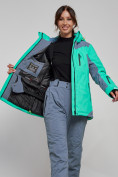 Купить Горнолыжная куртка женская зимняя зеленого цвета 3310Z, фото 11