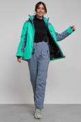 Купить Горнолыжная куртка женская зимняя зеленого цвета 3310Z, фото 12