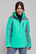 Купить Горнолыжная куртка женская зимняя зеленого цвета 3310Z, фото 4