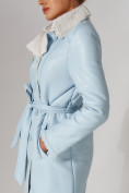 Купить Дубленка женская зимняя длинная из овчины голубого цвета 3317Gl, фото 15