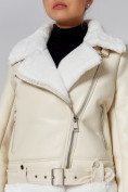 Купить Дубленка женская зимняя авиатор с мехом бежевого цвета 33191B, фото 15