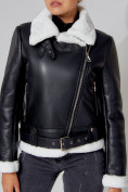 Купить Дубленка женская зимняя авиатор с мехом черного цвета 33191Ch, фото 11