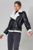 Купить Дубленка женская зимняя авиатор с мехом черного цвета 33191Ch, фото 2