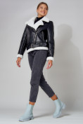 Купить Дубленка женская зимняя авиатор с мехом черного цвета 33191Ch, фото 5