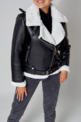 Купить Дубленка женская зимняя авиатор с мехом черного цвета 33191Ch, фото 8