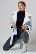 Купить Дубленка женская зимняя авиатор с мехом голубого цвета 33191Gl, фото 8