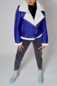 Купить Дубленка женская зимняя авиатор с мехом синего цвета 33191S, фото 12