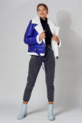 Купить Дубленка женская зимняя авиатор с мехом синего цвета 33191S, фото 18