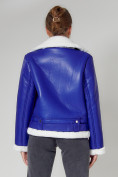 Купить Дубленка женская зимняя авиатор с мехом синего цвета 33191S, фото 17