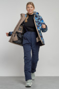 Купить Горнолыжная куртка женская зимняя темно-синего цвета 3320TS, фото 10