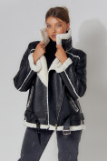 Купить Дубленка женская зимняя авиатор с мехом белого цвета 3321Bl, фото 5