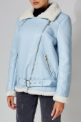Купить Дубленка женская зимняя авиатор с мехом голубого цвета 3321Gl, фото 11