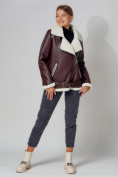Купить Дубленка женская зимняя авиатор с мехом темно-коричневого 3321TK, фото 3