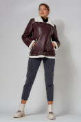 Купить Дубленка женская зимняя авиатор с мехом темно-коричневого 3321TK, фото 4