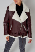 Купить Дубленка женская зимняя авиатор с мехом темно-коричневого 3321TK, фото 12
