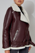 Купить Дубленка женская зимняя авиатор с мехом темно-коричневого 3321TK, фото 15