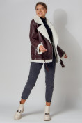 Купить Дубленка женская зимняя авиатор с мехом темно-коричневого 3321TK, фото 7