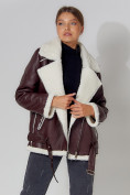 Купить Дубленка женская зимняя авиатор с мехом темно-коричневого 3321TK, фото 9