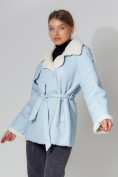 Купить Дубленка женская зимняя авиатор из овчины голубого цвета 3325Gl, фото 2