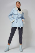Купить Дубленка женская зимняя авиатор из овчины голубого цвета 3325Gl, фото 5