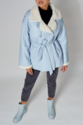 Купить Дубленка женская зимняя авиатор из овчины голубого цвета 3325Gl, фото 8