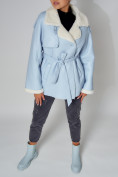 Купить Дубленка женская зимняя авиатор из овчины голубого цвета 3325Gl, фото 10